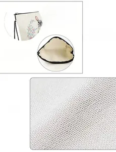 Detail of durable linen Easter makeup bag with anti-slip zipper and large storage capacity
