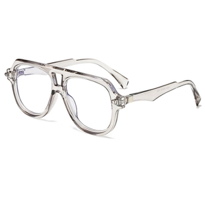 Modern transparent grey double bridge aviator sunglasses with high-definition lenses