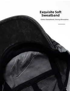 Detail of the soft cotton sweatband and premium stitching inside the washed cotton beret