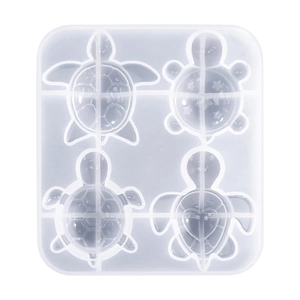 Transparent silicone mold for DIY resin sea turtle keychains with four unique shell patterns