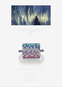 Macro detail of S925 sterling silver ring with colorful pave gems and black finish