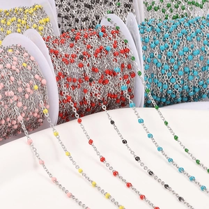 Colorful enamel bead stainless steel O-chain for DIY jewelry necklace and bracelet making