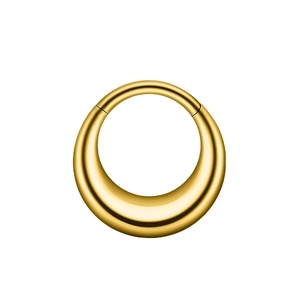 Polished gold G23 titanium hinged clicker hoop earring for cartilage piercing