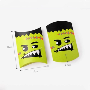 Frankenstein pillow candy box for Halloween party gifts, bright green gift packaging set