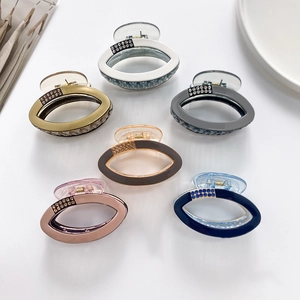 Elegant Oval Hair Claw Clip Acrylic Plastic With Rhinestones Strong Hold Nonslip Hairpin For Women Half Up Hair Accessory