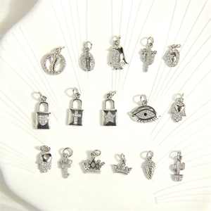 Silver plated DIY jewelry pendants with sparkling zircon in various symbolic shapes