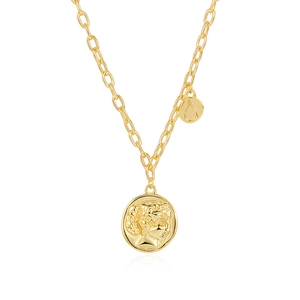 Vintage gold S925 silver queen portrait pendant necklace with O-chain design