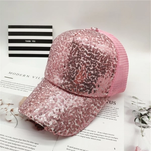 Sequin Baseball Cap Shiny Mesh Trucker Hat Breathable Adjustable Sun Protection Fashion Streetwear For Women