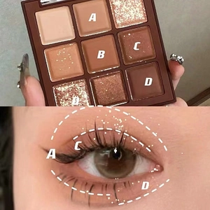 Macro-detail van het chocolade oogschaduwpalet met negen matte en glinsterende kleuren