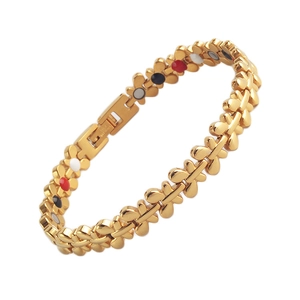Golden titanium steel butterfly bracelet with magnet inlay for men and women