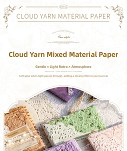 Detail showing translucent Yunsha paper materials with vintage hues and lace borders