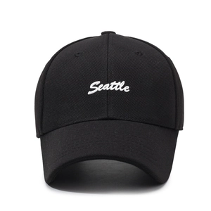Classic black Seattle embroidered baseball cap with a curved brim and structured crown