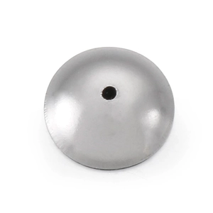 Detail of silver matte stainless steel saucer bead with small center hole for DIY jewelry