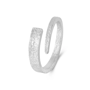 Minimalist 925 sterling silver open spiral ring with matte frosted texture finish