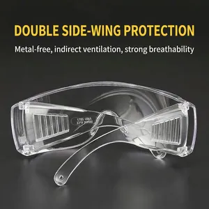 Protective safety goggles with indirect ventilation and panoramic clear anti-fog lenses