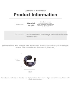 Black and white striped acrylic C-shape cuff bracelet with 21.4g weight specification