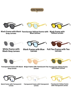 Detailed grid showing hexagonal sunglasses and optical frames in 12 varied color options