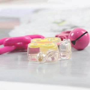 Cute transparent butterfly keychain pendant with pink plastic chain and bell charm