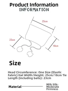 Detailed dimensions and material specs for cute milk silk elf hat with tassels