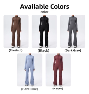 Options de couleurs pour la combinaison de yoga à manches longues et jambes évasées