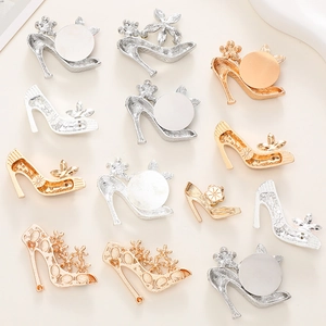 DIY metal cat eye high heel charms for shoes and phone cases in gold and silver
