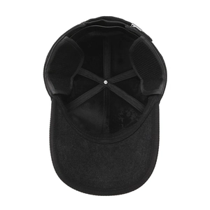 Men's winter thermal baseball cap with ear flaps and thickened fleece lining in black