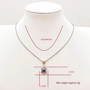 Detailed turtle pendant necklace dimensions showing 55cm chain and 1.3cm charm size