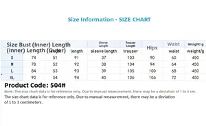 Detailed size chart for cherry print pajama set including bust, waist, and length specs