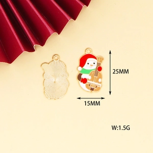Detail of colorful snowman alloy pendant with dimensions 25mm x 15mm for DIY crafts