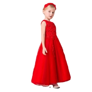 Robe de princesse rouge en dentelle et tulle pour anniversaire et fêtes de filles