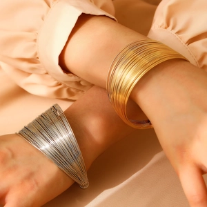 Fashion Multi Layer Wire Wrap Jewelry Set Gold Silver Alloy Iron Necklace Bracelet Earrings Ring For Women Party Jewelry