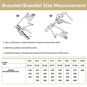 Size guide and measuring instructions for the gold twist stainless steel bangle