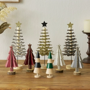 Mini Wooden Christmas Tree Desktop Ornaments Nordic Style Handmade Xmas Tree With Star Top For Festive Home Decor