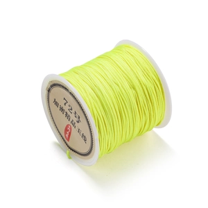 Macro detail of high-quality 0.8mm fluorescent yellow braided cord for DIY jewelry crafts
