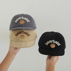 Casquette De Baseball Bébé Coton Bord Court Doux Broderie Ours Protection Solaire Style Coréen Chapeau Pour Tout-Petits