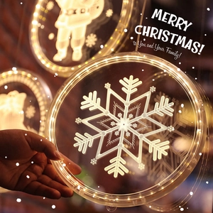 3D Christmas hanging light with Santa Claus and warm LED glow for holiday window decor