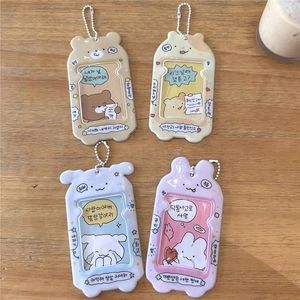 Flat lay of cute cartoon animal card holders in bear, puppy, and rabbit styles