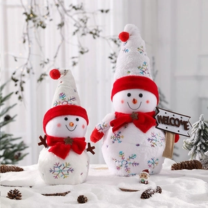 Set pupazzo di neve di Natale in peluche con paillettes e cartello Welcome sulla neve