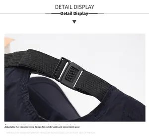 Detail of adjustable elastic strap and plastic buckle on outdoor quick-dry sports cap