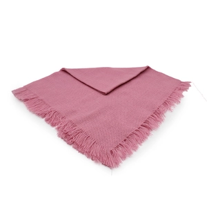 Foulard quadrato rosa lavorato a maglia con frange per donne anziane, morbida sciarpa