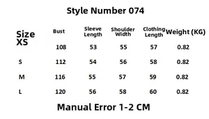 Detailed size chart for retro faux fur shearling jacket including chest and length measurements