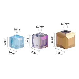 Square glass beads set in 3mm, 4mm, 6mm sizes for DIY jewelry and accessory making