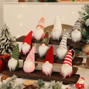 Christmas Gnome Hanging Ornaments Knitted Fabric Faux Fur Faceless Elf Doll Decorations For Holiday Tree Home Party