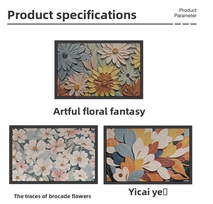 Three durable entryway mats featuring floral and abstract leaf patterns with non-slip edges