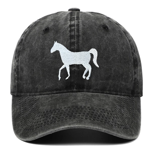 Baseball Cap Washed Cotton Vintage Distressed Horse Embroidery Sun Protection Casual Dad Hat For Men Women
