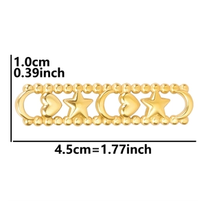 Detailed size specifications for gold stainless steel heart star moon jewelry connector