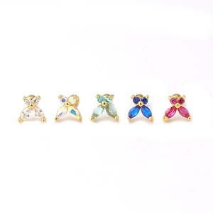 Five-piece set of colorful butterfly zircon stud earrings in 20G stainless steel