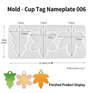 Dimensions du moule en silicone pour plaques de gobelet 40oz avec formes d'arbre et fleur