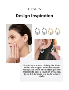 Detail view of s925 silver irregular stud earrings with round moissanite stones