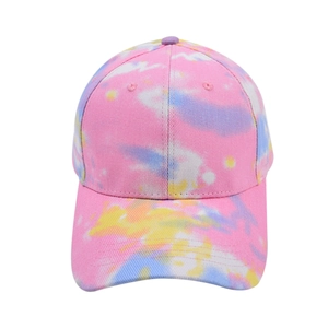 Colorful tie-dye cotton ponytail baseball cap with breathable six-panel structure for women